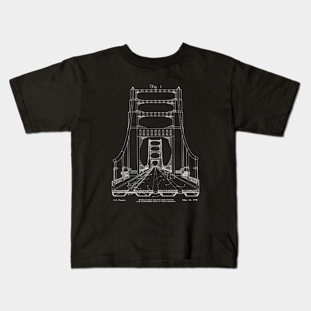 Engineer Gift Bridge Patent Blueprint Kids T-Shirt by MadebyDesign